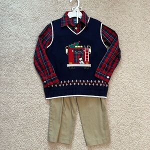 Boys Izod 3pc Holiday Sweater Vest Set